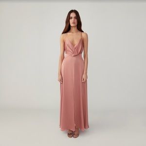 Fame and Partners Draped Bodice Split Dress IN THE COLOR CHAMPAGNE - Size 6